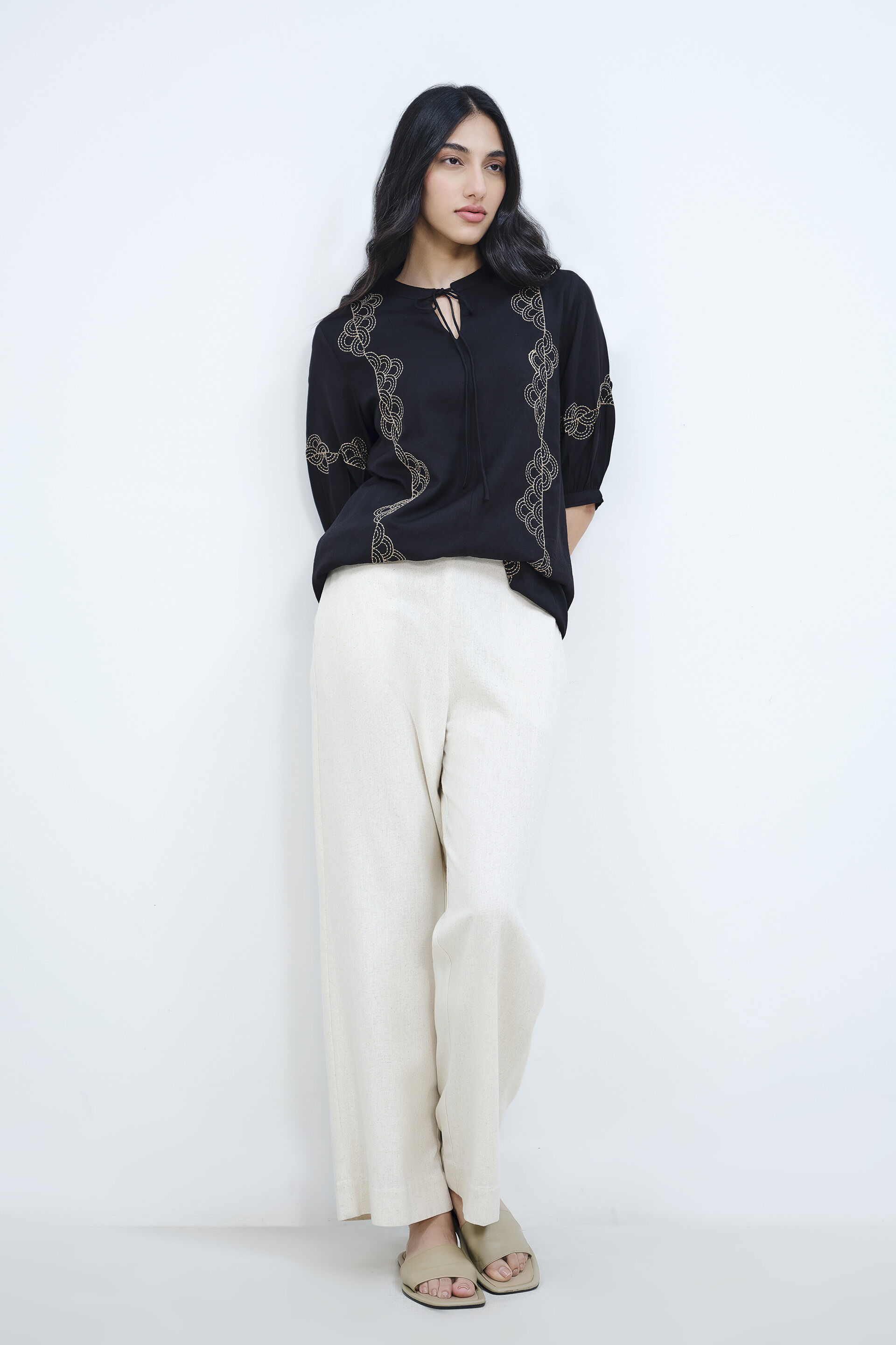 Black Embroidery Top, Black, image 4